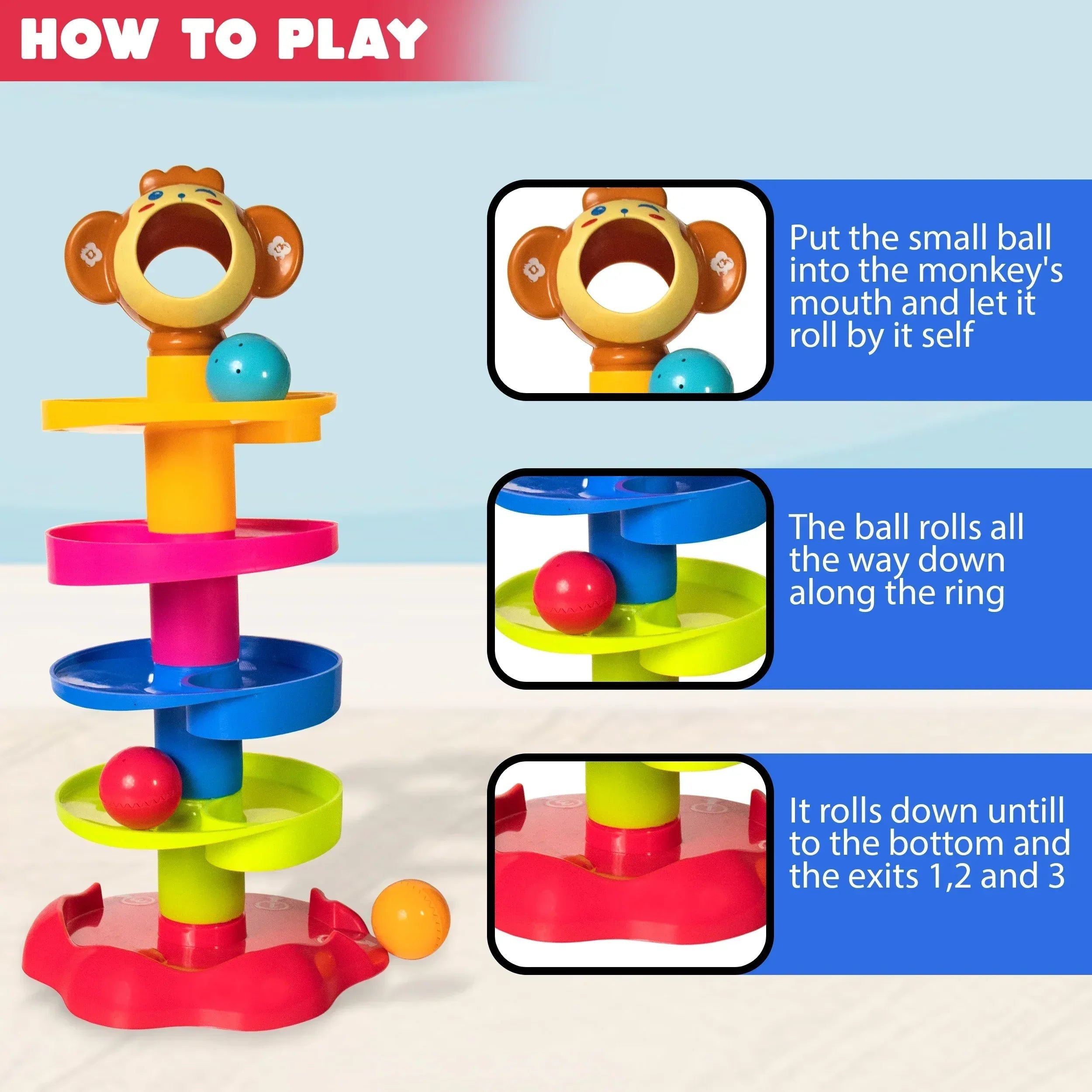 Kids Ball Tower Toy – 5 Layer Ball Drop and Roll Swirling Tower with Spinning Ball Ramp
