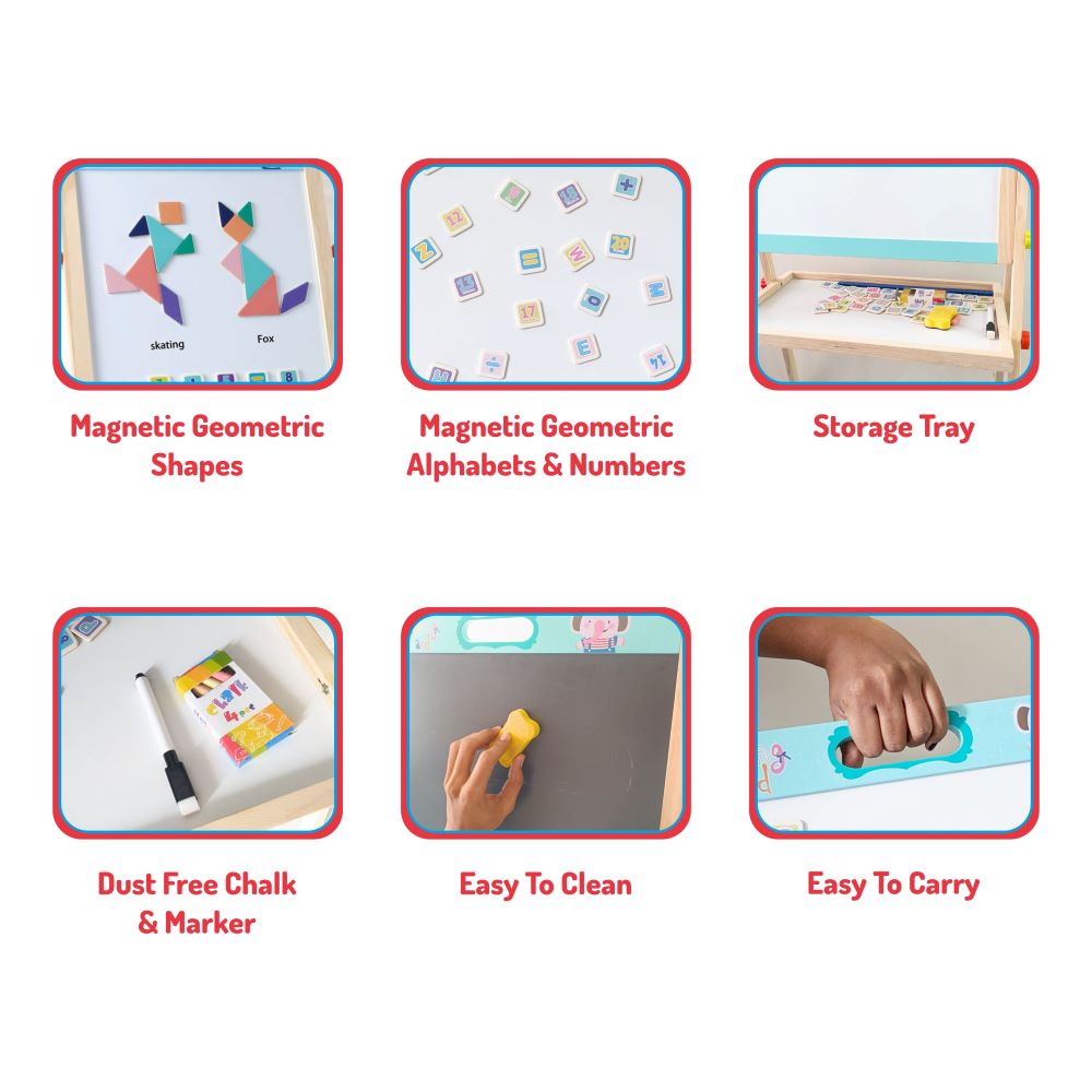 3 in 1 Easel Board for Kids with Stand and Storage Tray