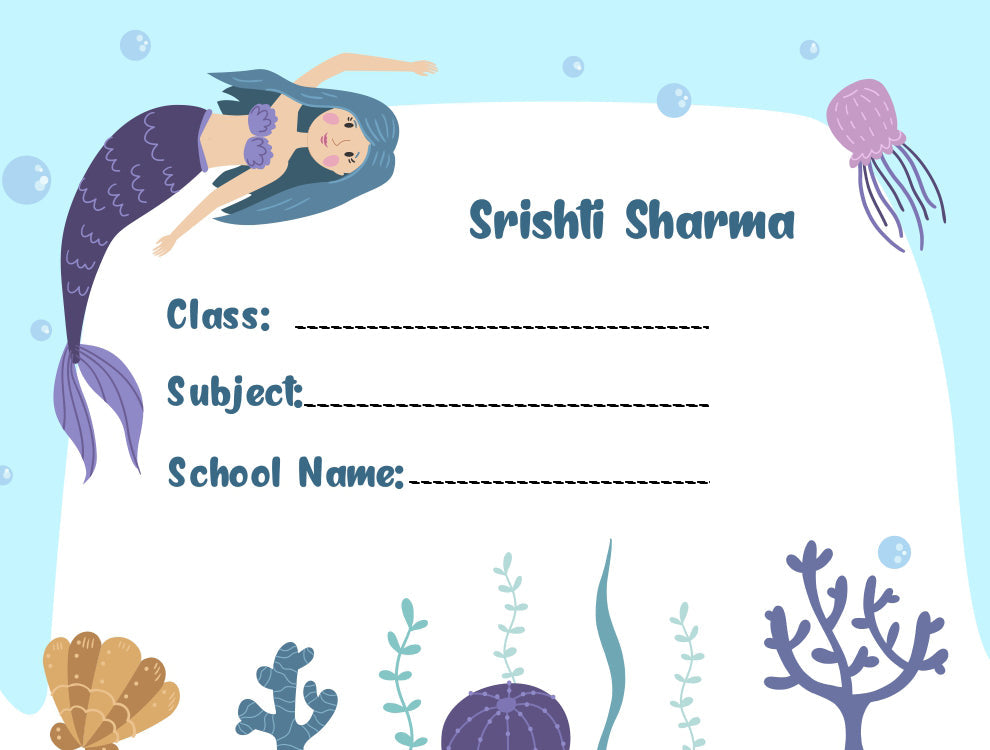 School Notebook labels - Mermaid