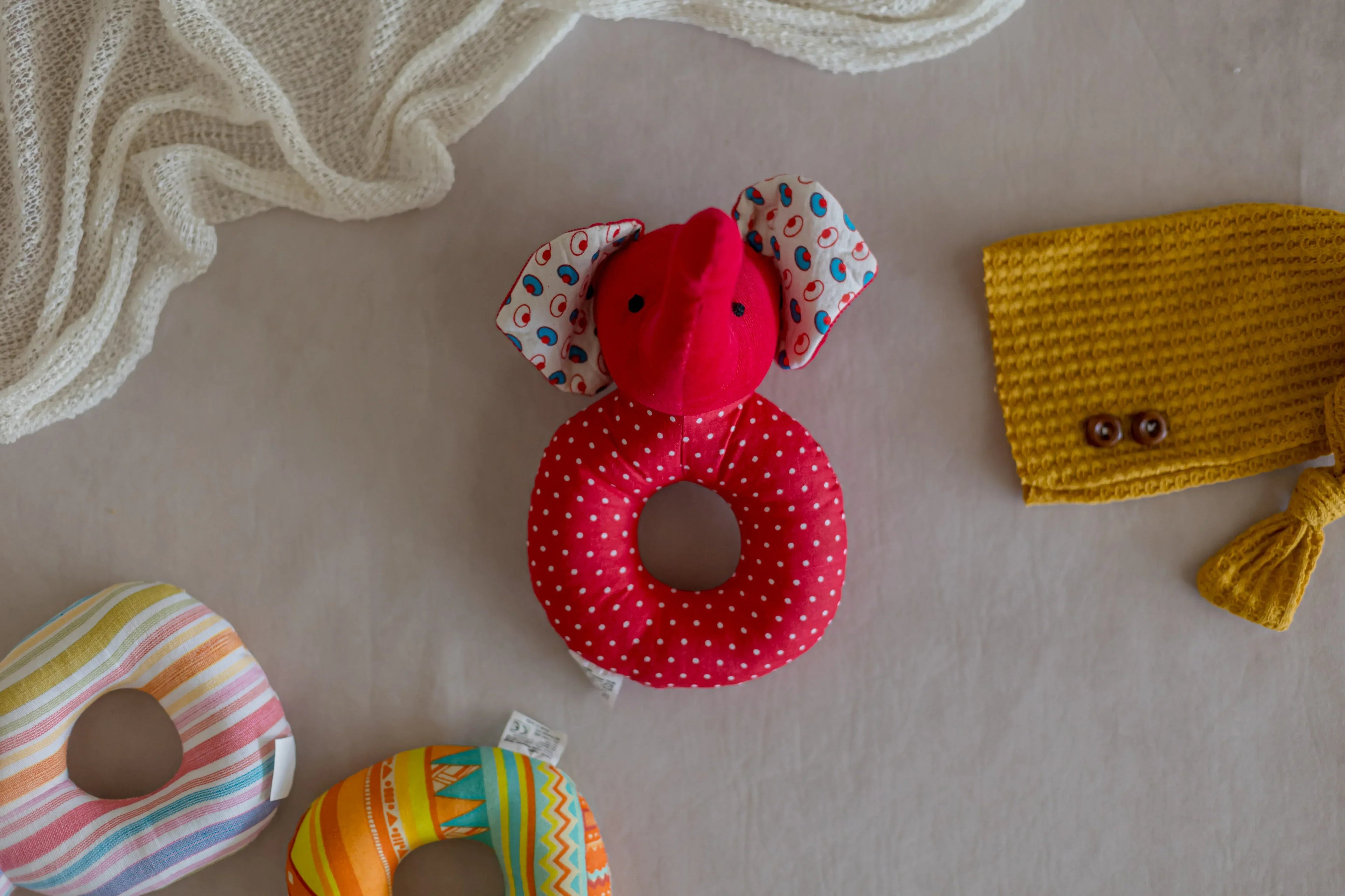 iLearnNGrow Elephant Face Shaped Rattle – Soft Sensory Rattle Toy