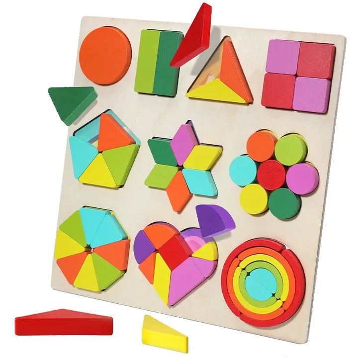 Fraction Puzzle Board - Educational Wooden Toy for Kids