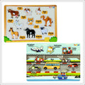 Pet Animal & Vehicle Characters Wooden Knob & Pegged Puzzle for Kids