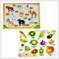 Pet Animals & Vegetables Wooden Knob & Pegged Puzzle for Kids