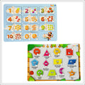 English Numbers & Shapes Wooden Knob & Pegged Puzzle