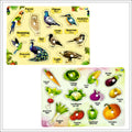Birds and Vegetable Characters Wooden Knob & Pegged Puzzle for Kids