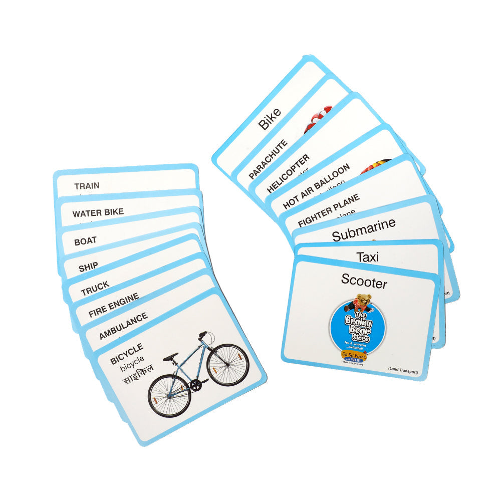 Flash Cards -(Means of Transport, Colors, Shapes, Aquatic Life)