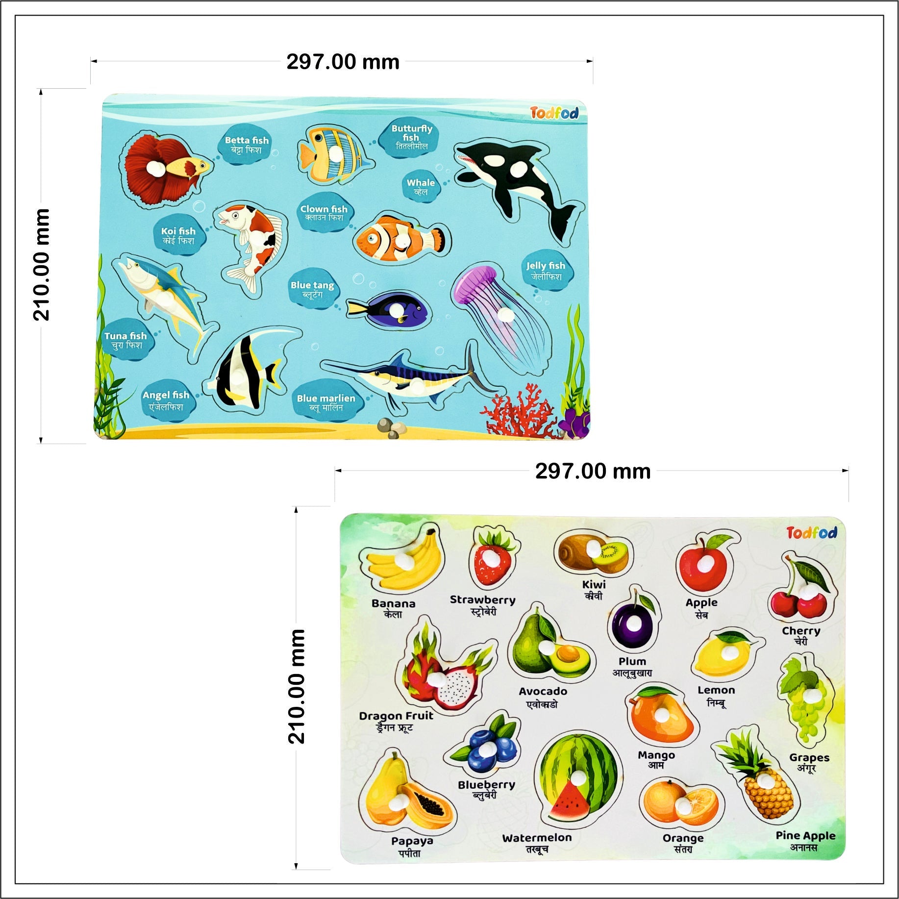 Fish & Fruit Knob & Pegged Puzzle