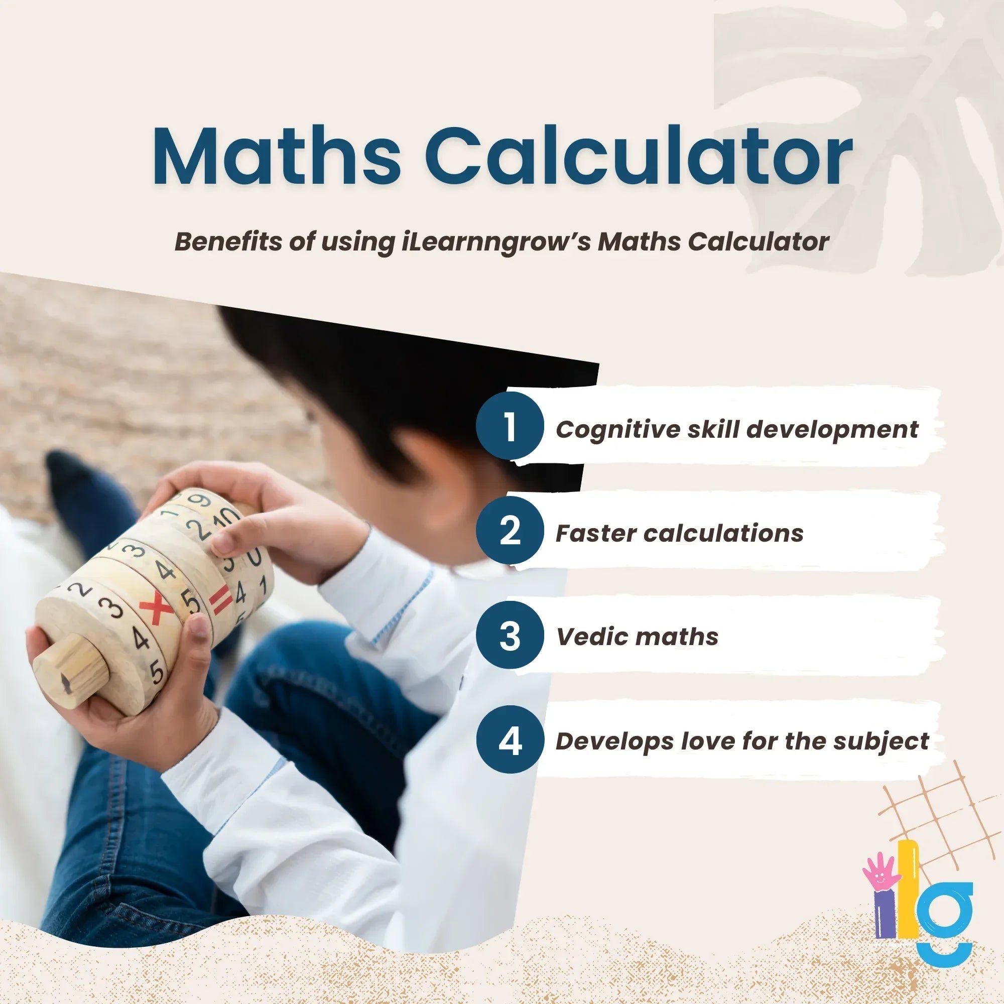 iLearnNGrow Maths Calculator – Interactive Wooden Learning Calculator for Kids