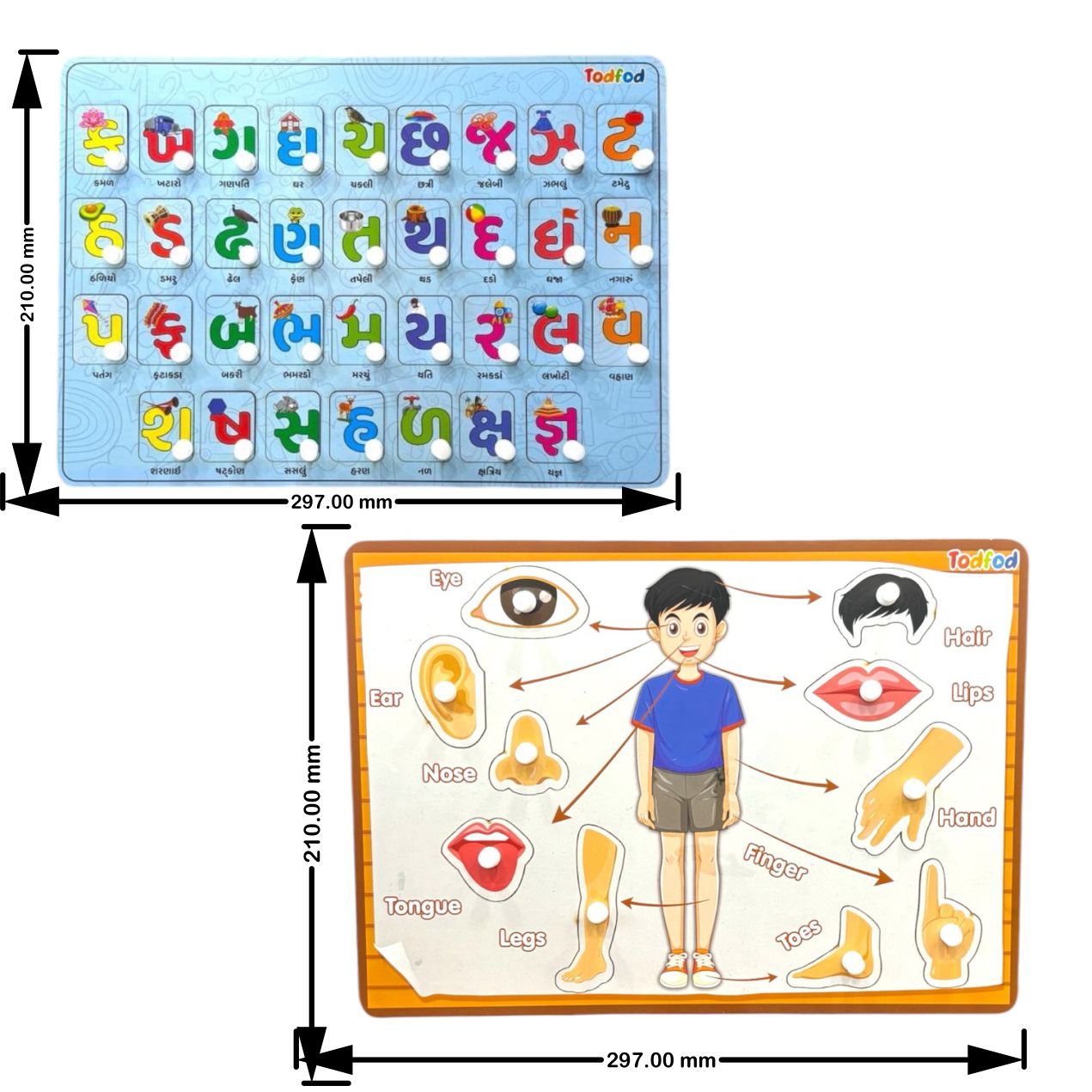 Gujarati Kakko & Body Parts Characters Knob & Pegged Puzzle for Kids