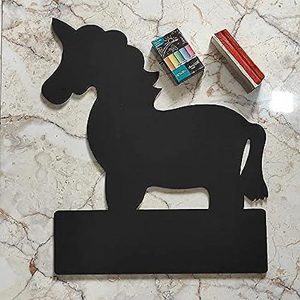 iLearnNGrow Unicorn Black Board – Unicorn Shaped Blackboard With Chalk & Duster for Kids