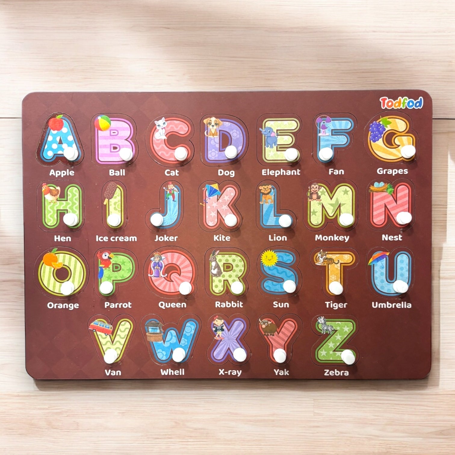ABCD & Vehicle Characters Knob & Pegged Puzzle for Kids