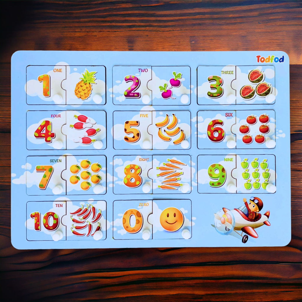 ABCD English Numbers Wooden Knob & Pegged Puzzle for Kids