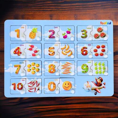 ABCD English Numbers Wooden Knob & Pegged Puzzle for Kids
