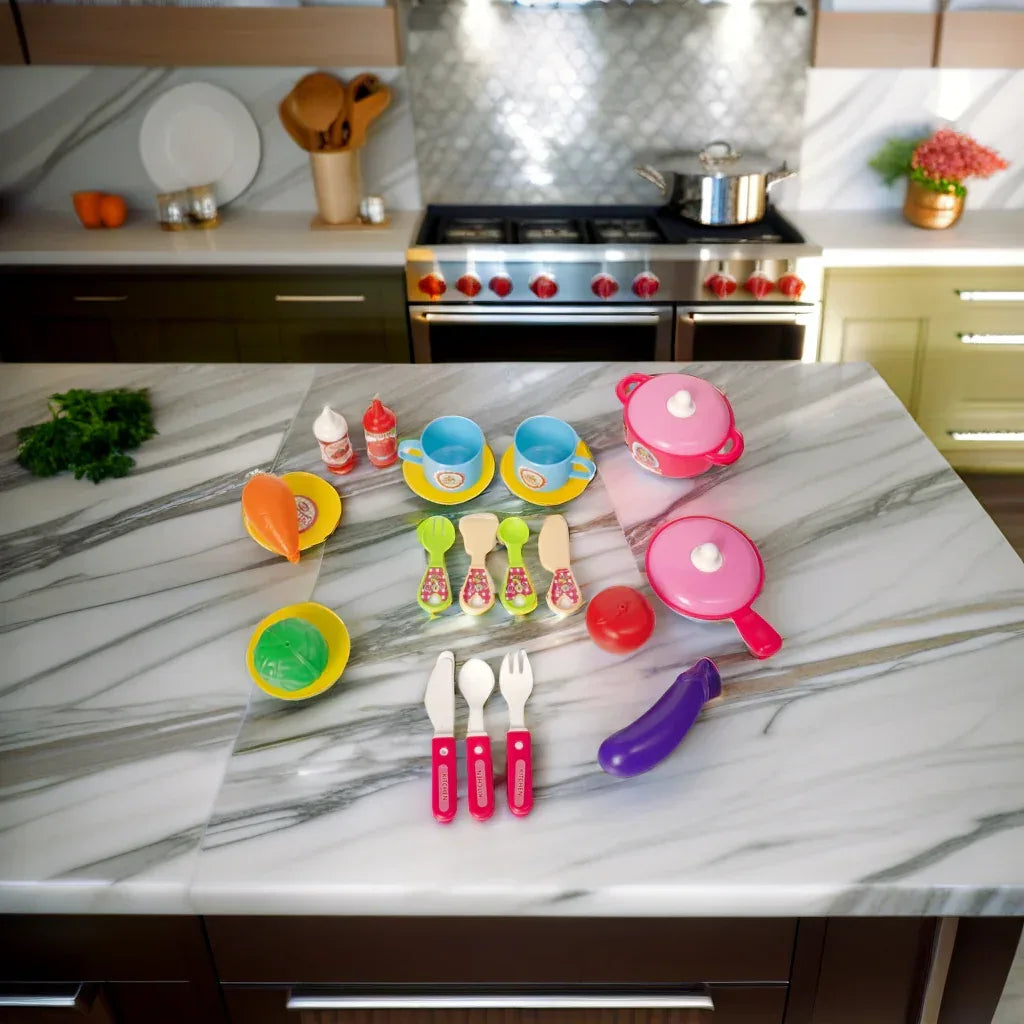 Luxury kids kitchen set – Portable Cooking Suitcase Playset with Lights & Sounds