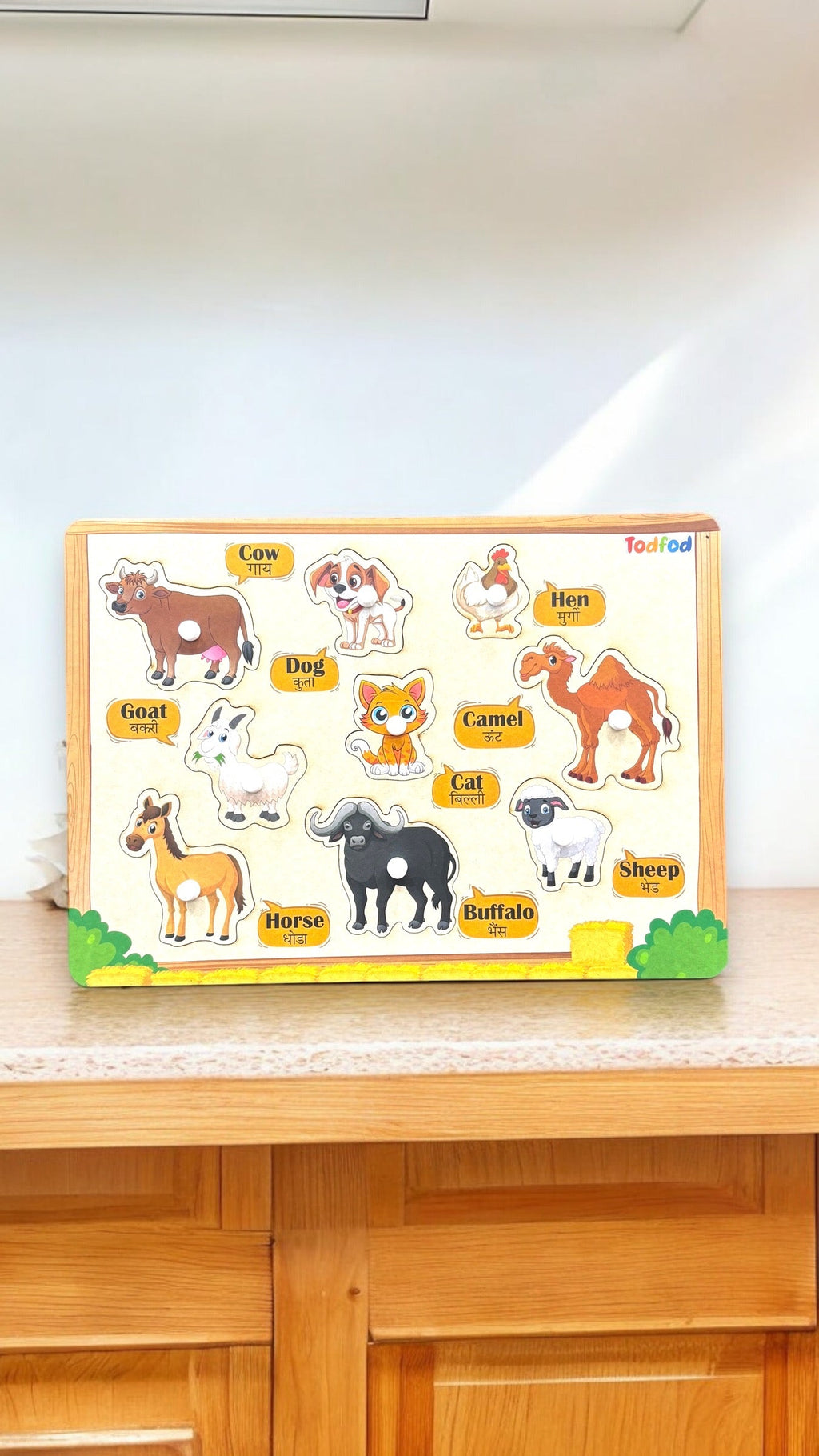 ABCD & Pet Animal Characters Knob & Pegged Puzzle for Kids