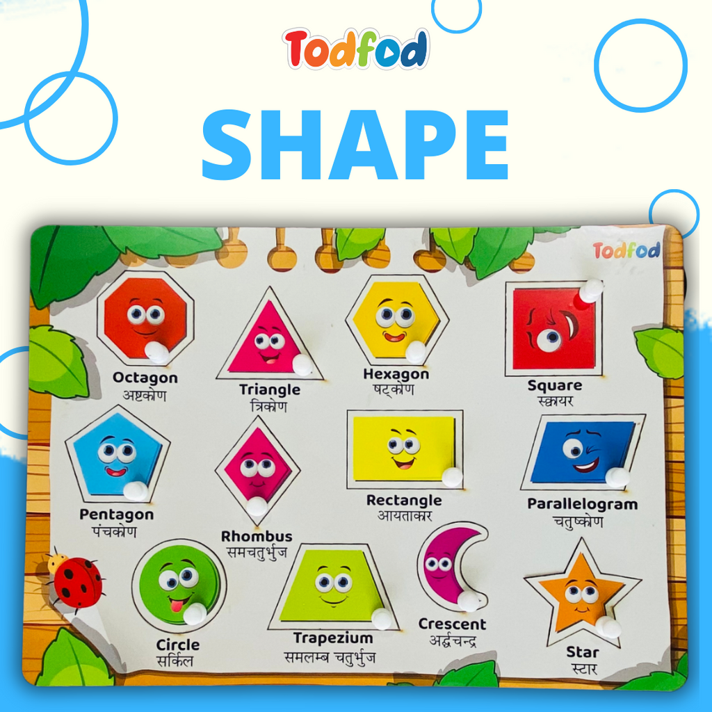 Body Parts & Shapes Characters Wooden Knob & Pegged Puzzle for Kids
