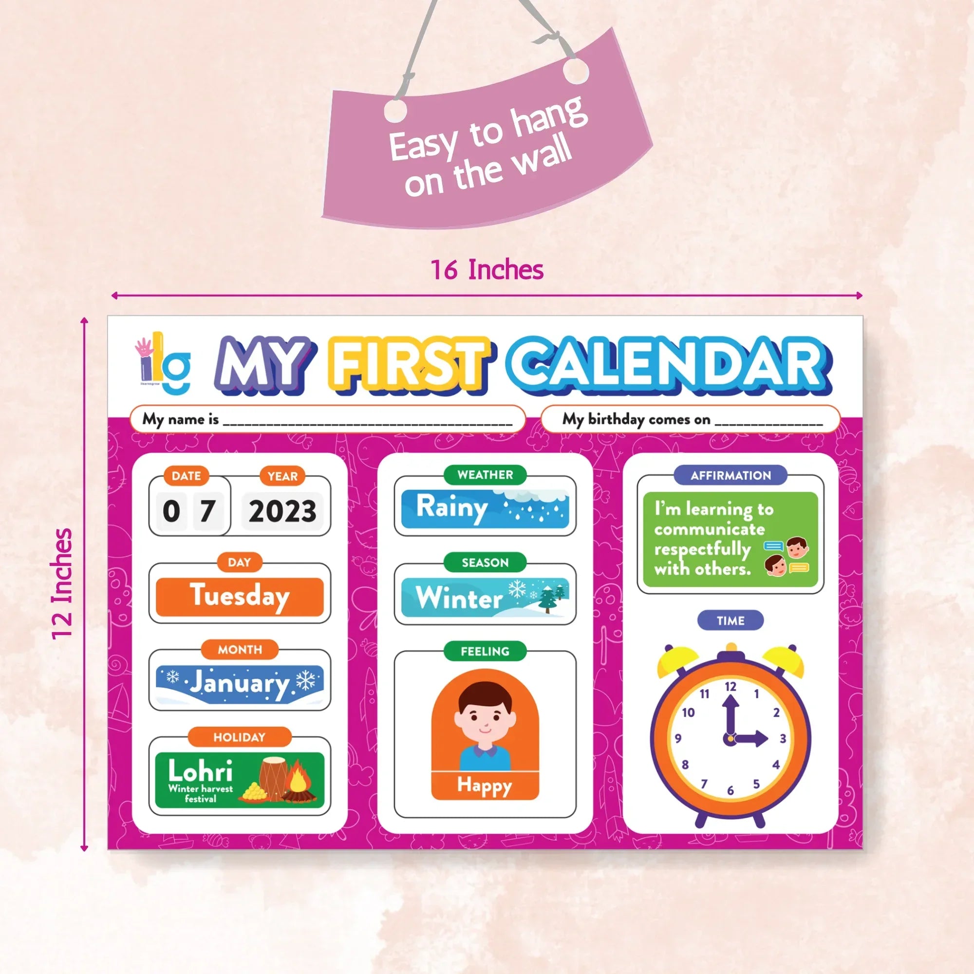 iLearnNGrow My First Home Calendar – Fun & Interactive Calendar for Kids