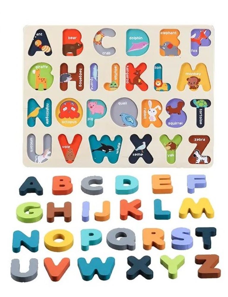Alphabet Board - Educational Wooden Puzzle for Learning The Alphabet