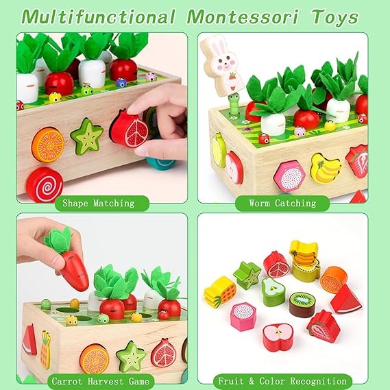 Wooden Carrot Harvest Educational Toy