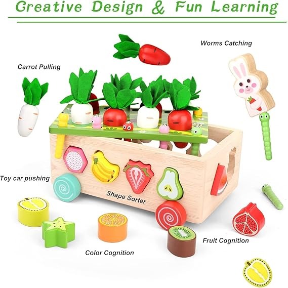 Wooden Carrot Harvest Educational Toy
