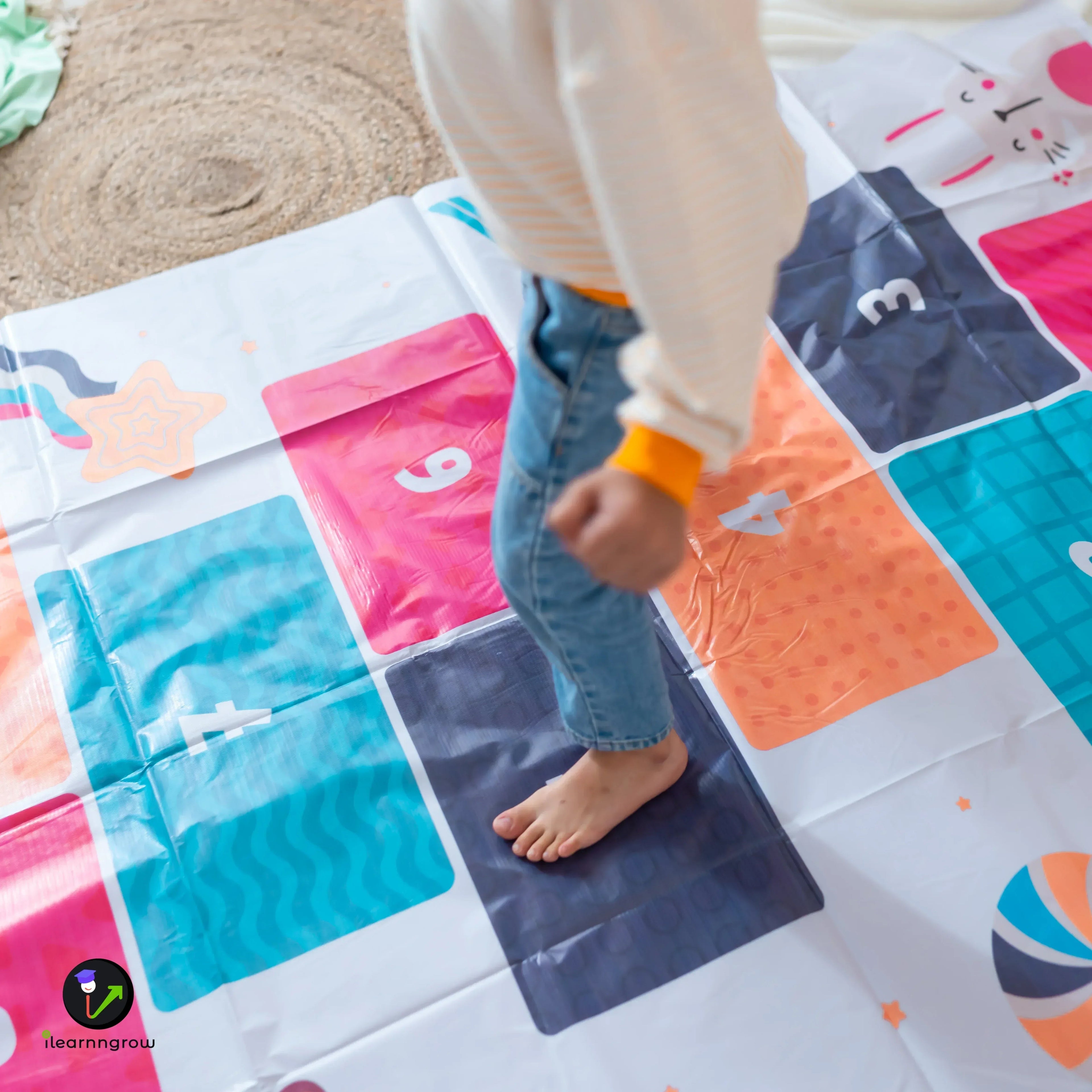 iLearnNGrow Hop Scotch Play Mat – Fun, Interactive Activity Mat for Kids