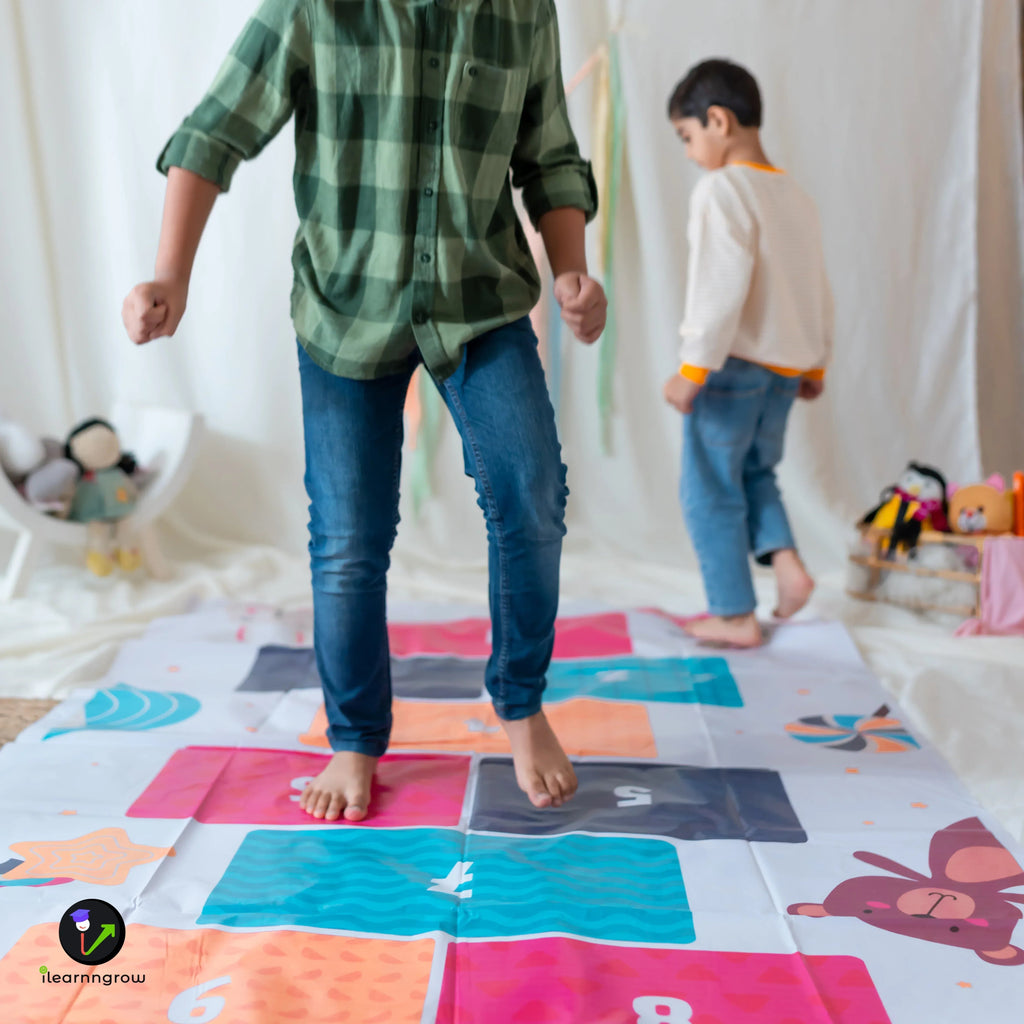 iLearnNGrow Hop Scotch Play Mat – Fun, Interactive Activity Mat for Kids