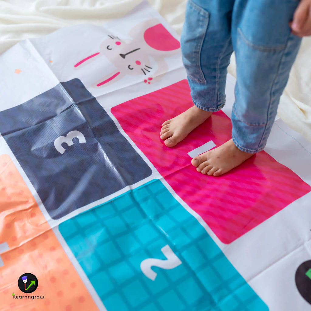 iLearnNGrow Hop Scotch Play Mat – Fun, Interactive Activity Mat for Kids