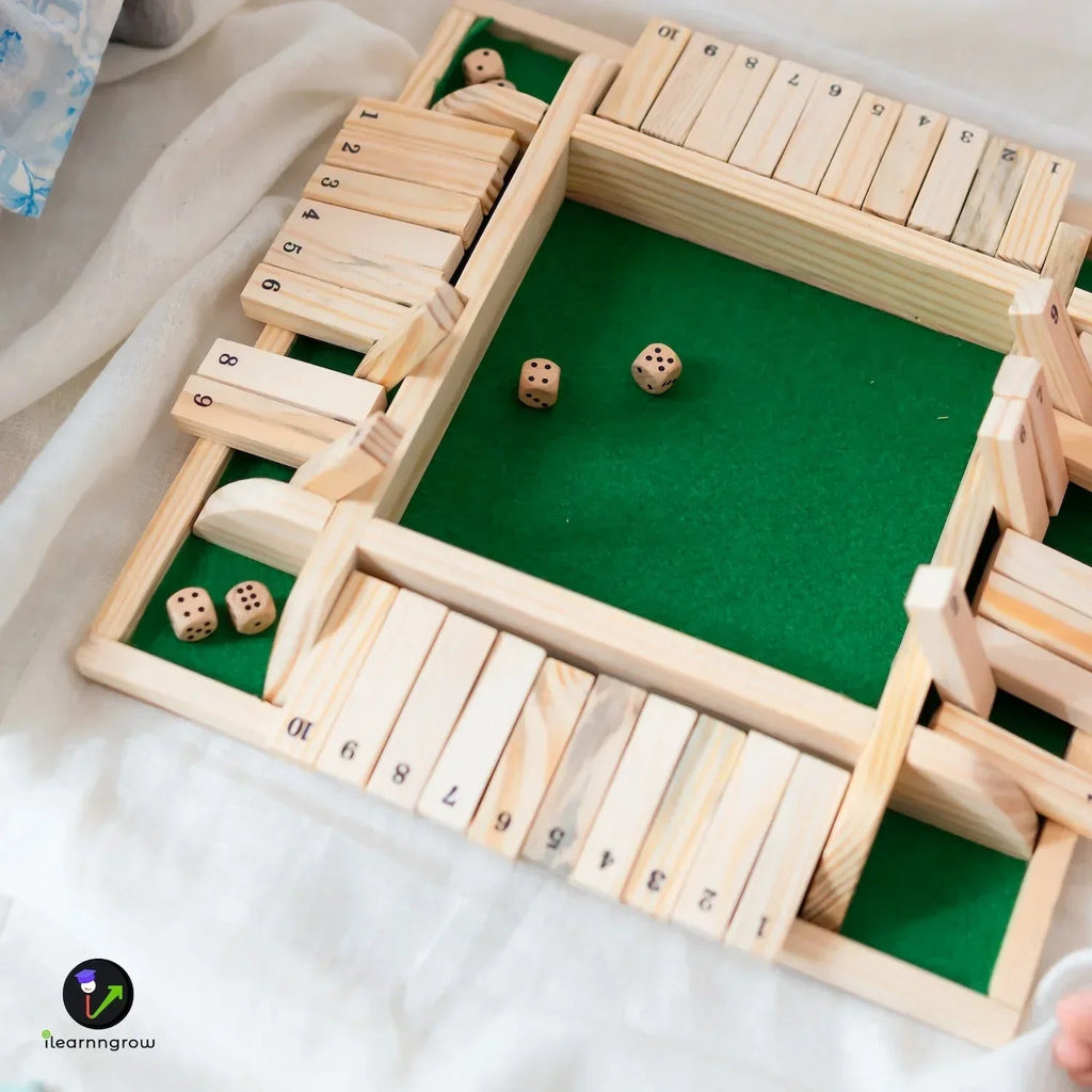 iLearnNGrow Shut The Box – Classic Wooden Shut the Box Dice Game