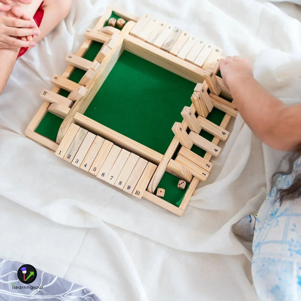 iLearnNGrow Shut The Box – Classic Wooden Shut the Box Dice Game