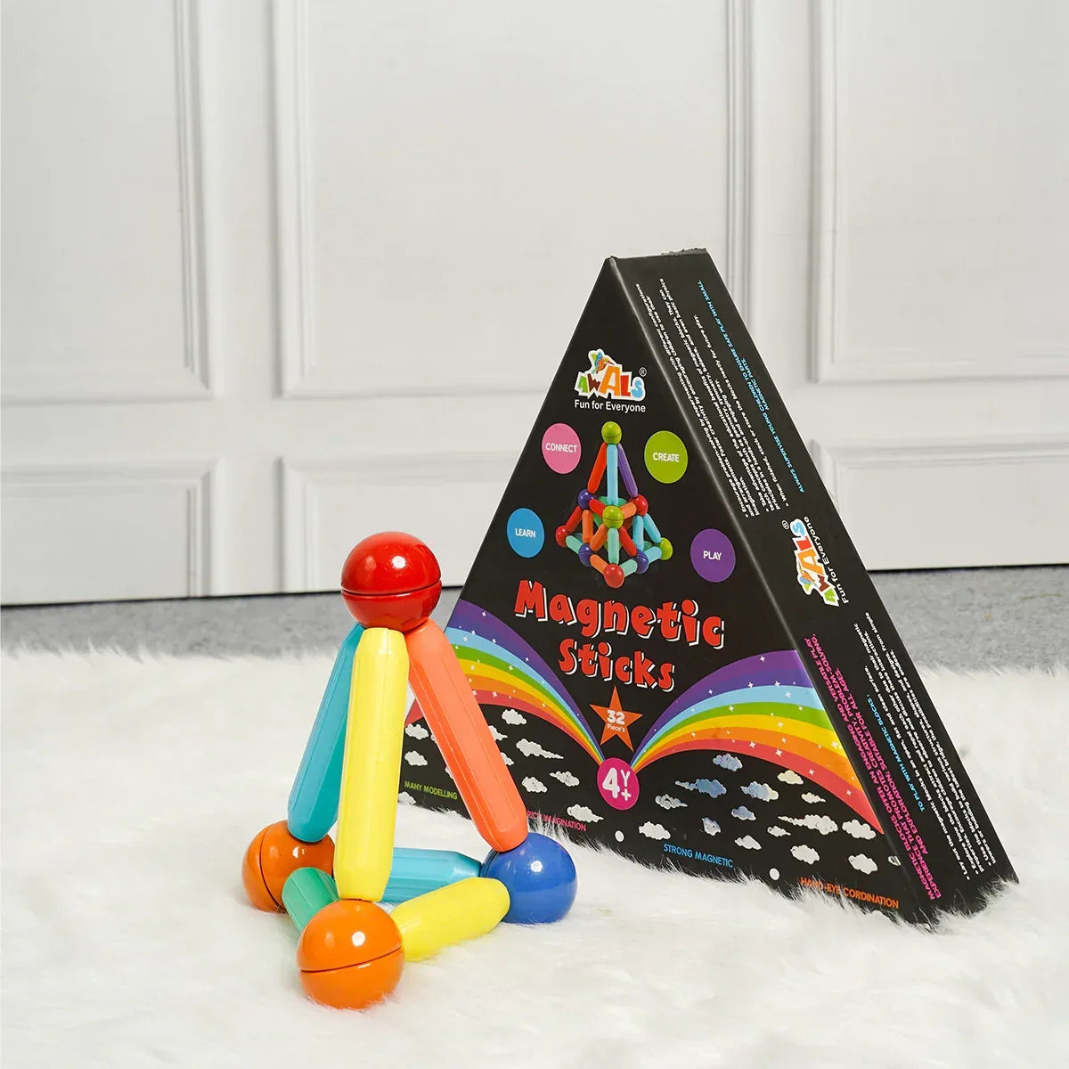 iLearnNGrow 32 Pcs Magnetic Stick Blocks – Creative STEM Building Toy for Kids