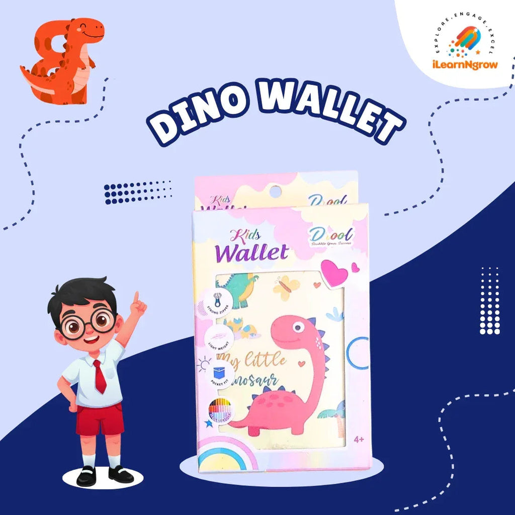 Dino Adventure Bundle for Kids – Sipper Bottle, Eraser & Wallet | Dinosaur-Themed Gift Set