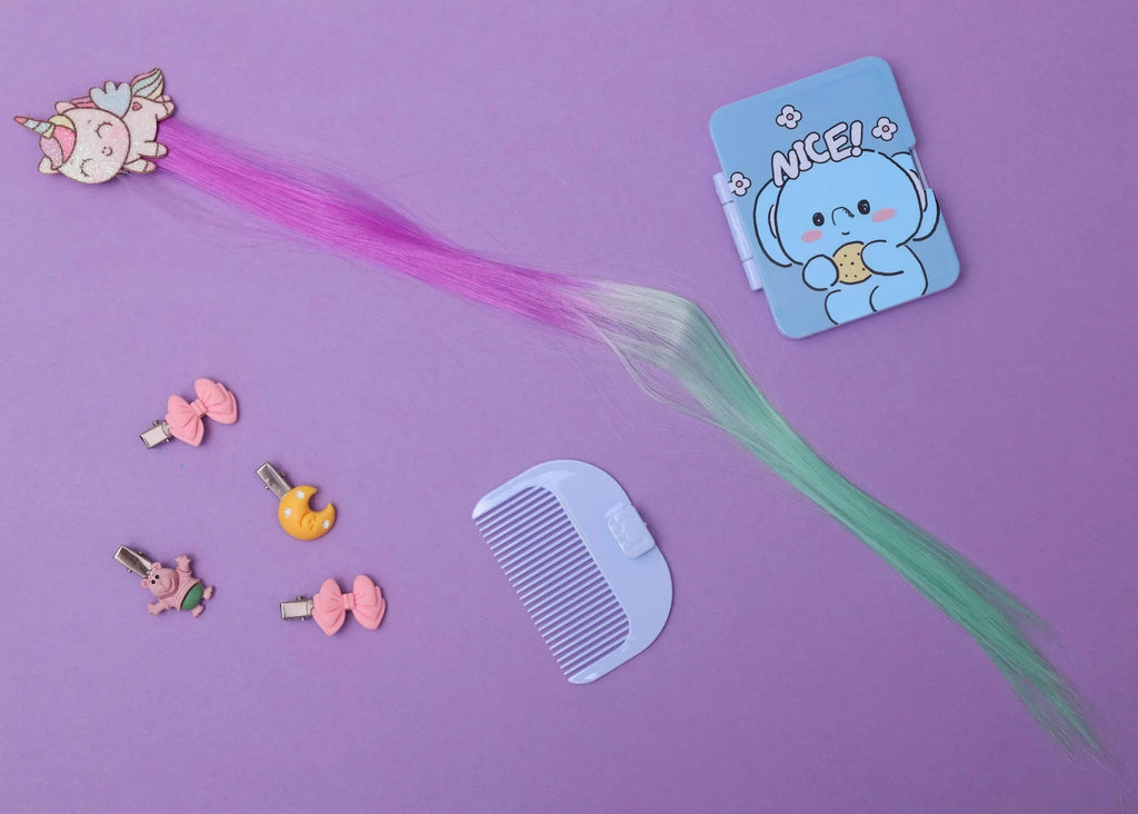 iLearnNGrow Mini Unicorn Hair Extension – Colorful Clip‑On Hair Accessory for Kids