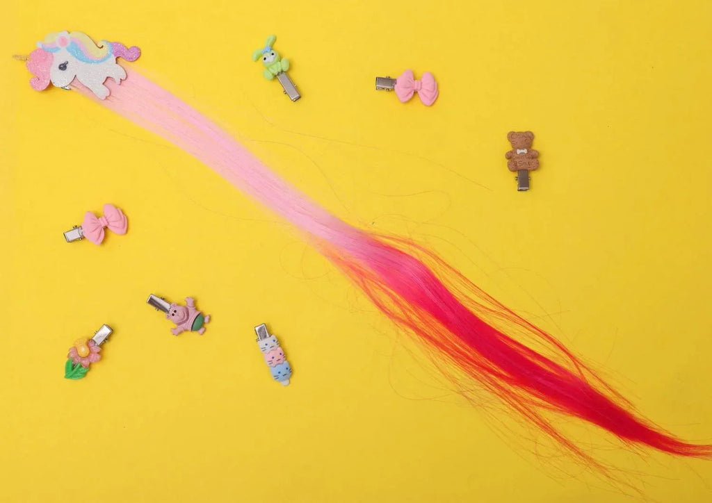 iLearnNGrow Unicorn Hair Extension for Kids – Colorful Clip-On Hair Accessory