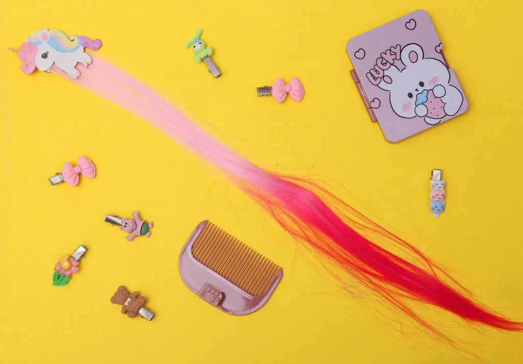 iLearnNGrow Unicorn Hair Extension for Kids – Colorful Clip-On Hair Accessory
