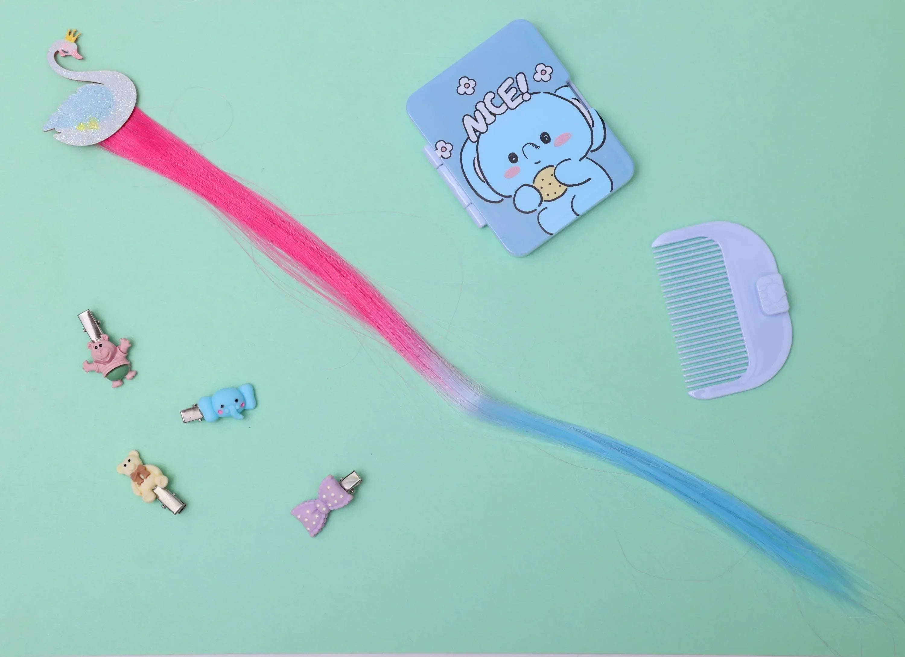 iLearnNGrow Swan Hair Extension for Kids – Colorful Clip-On Hair Accessory for Kids