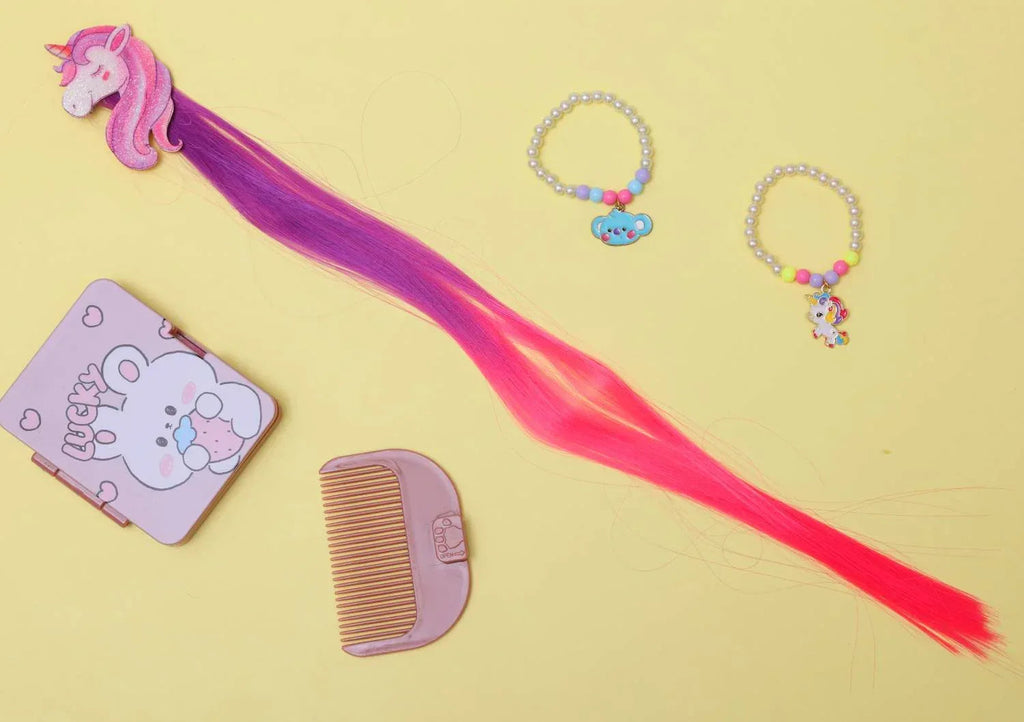 iLearnNGrow Unicorn Face Hair Extension – Colorful Clip-On Hair Accessory for Kids