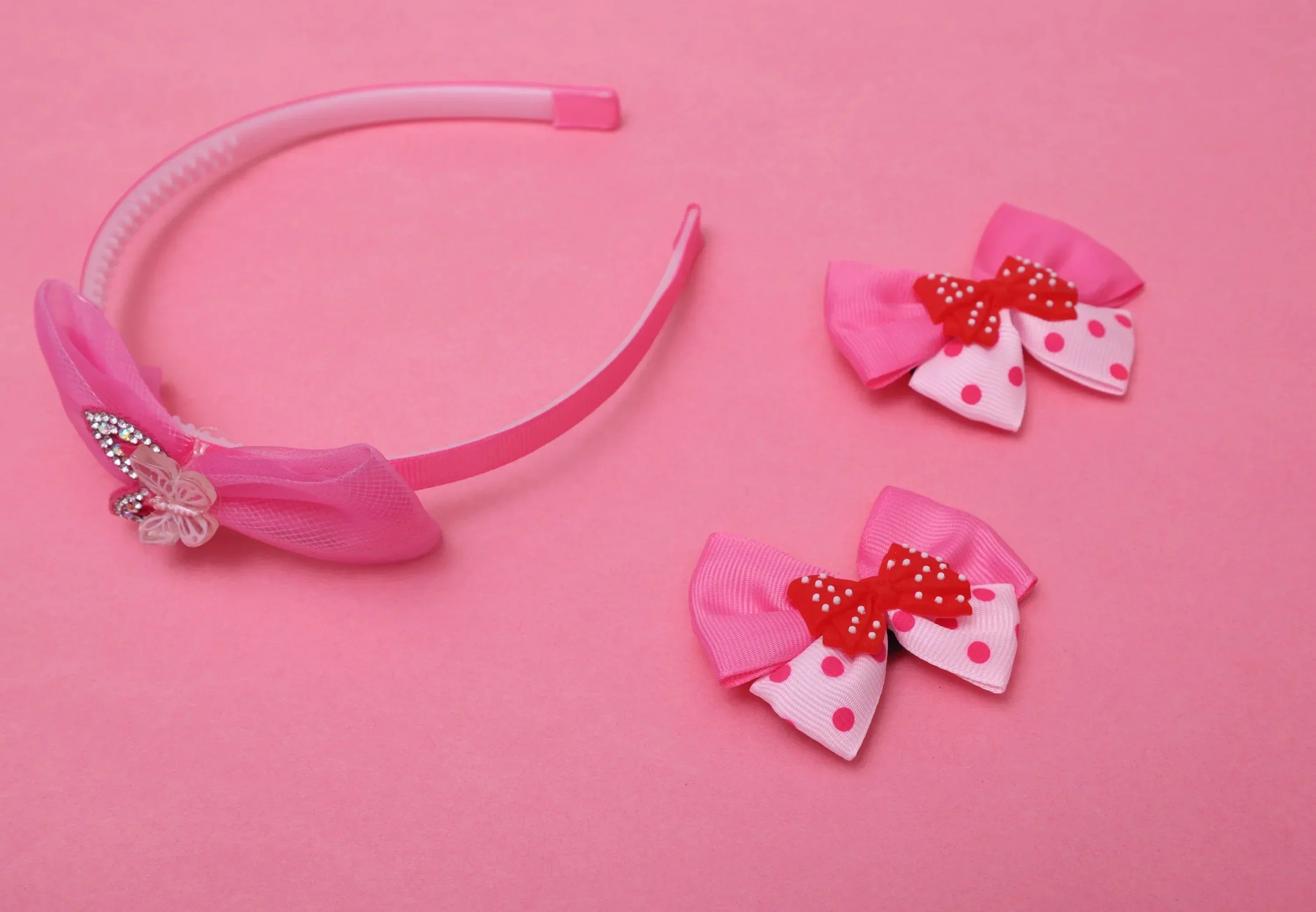 iLearnNGrow Bow Hair Accessories Set (Pastel Pink)