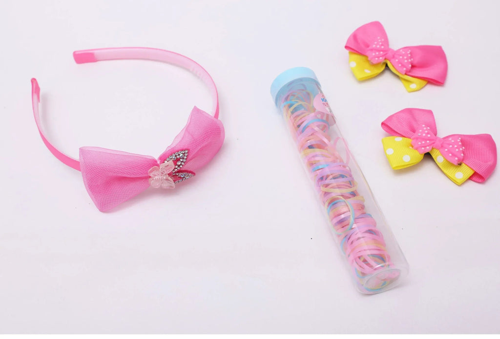 iLearnNGrow Bow Hair Accessories Set (Pastel Pink)
