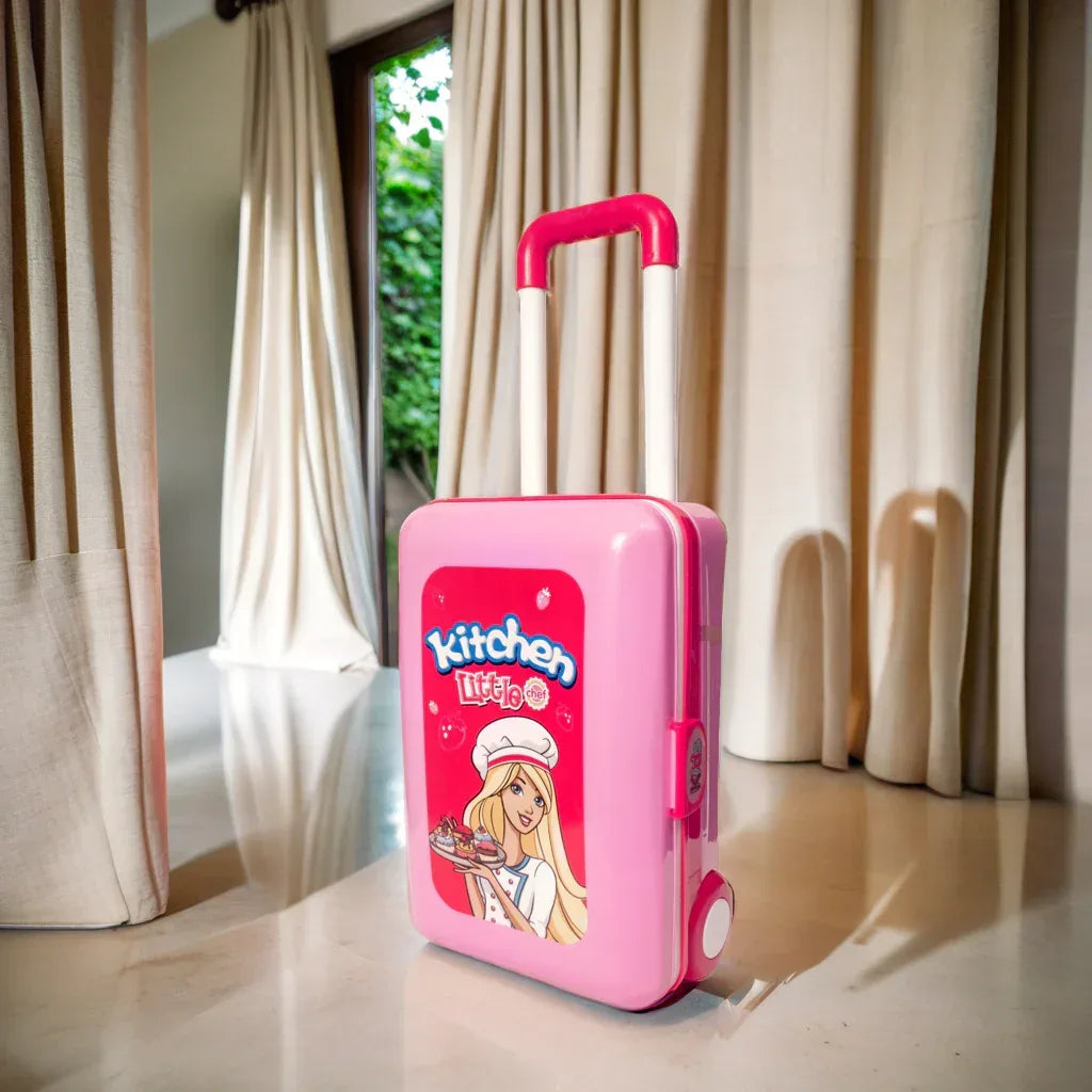 Luxury kids kitchen set – Portable Cooking Suitcase Playset with Lights & Sounds