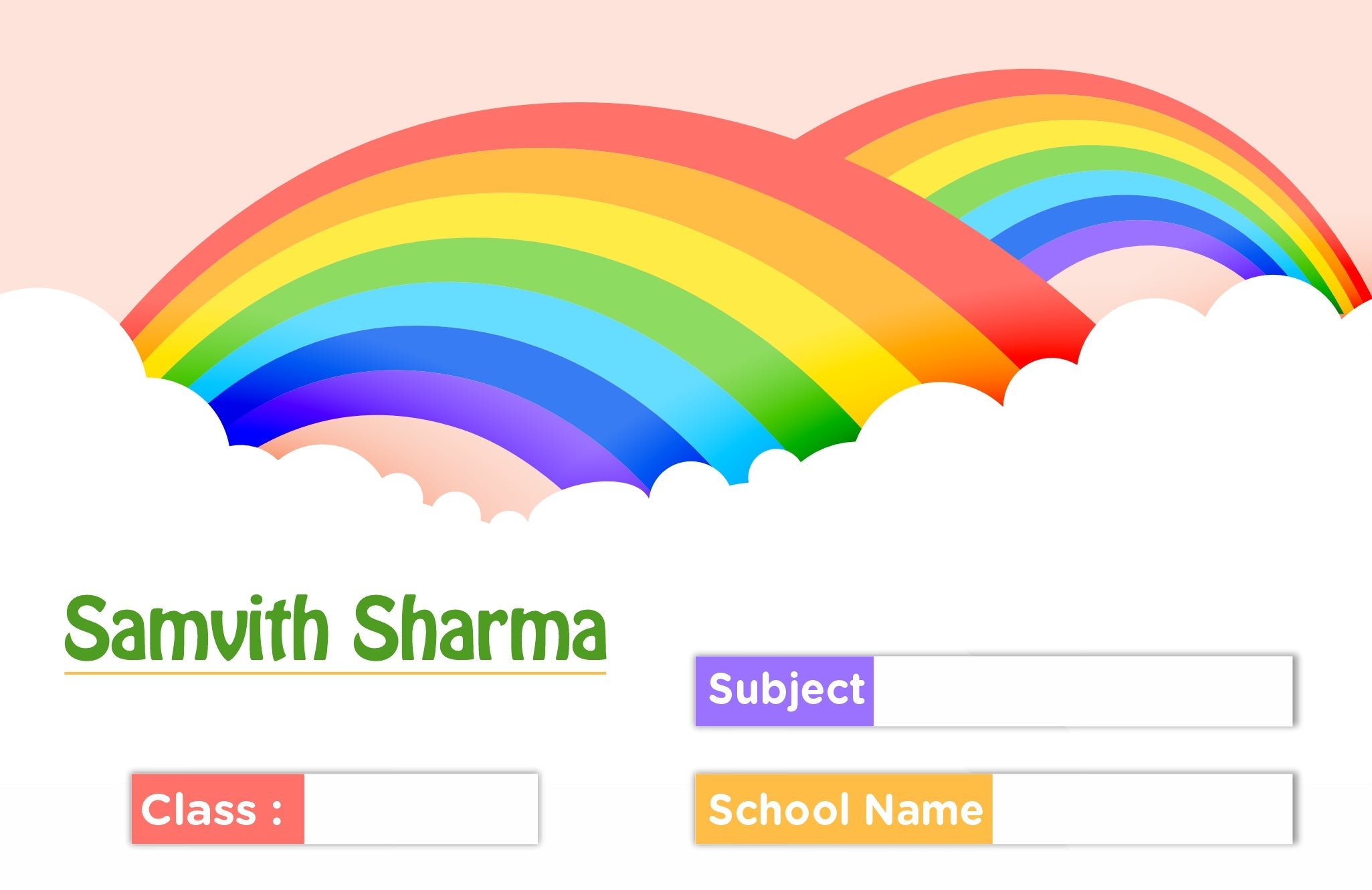 School Notebook Labels-Rainbow