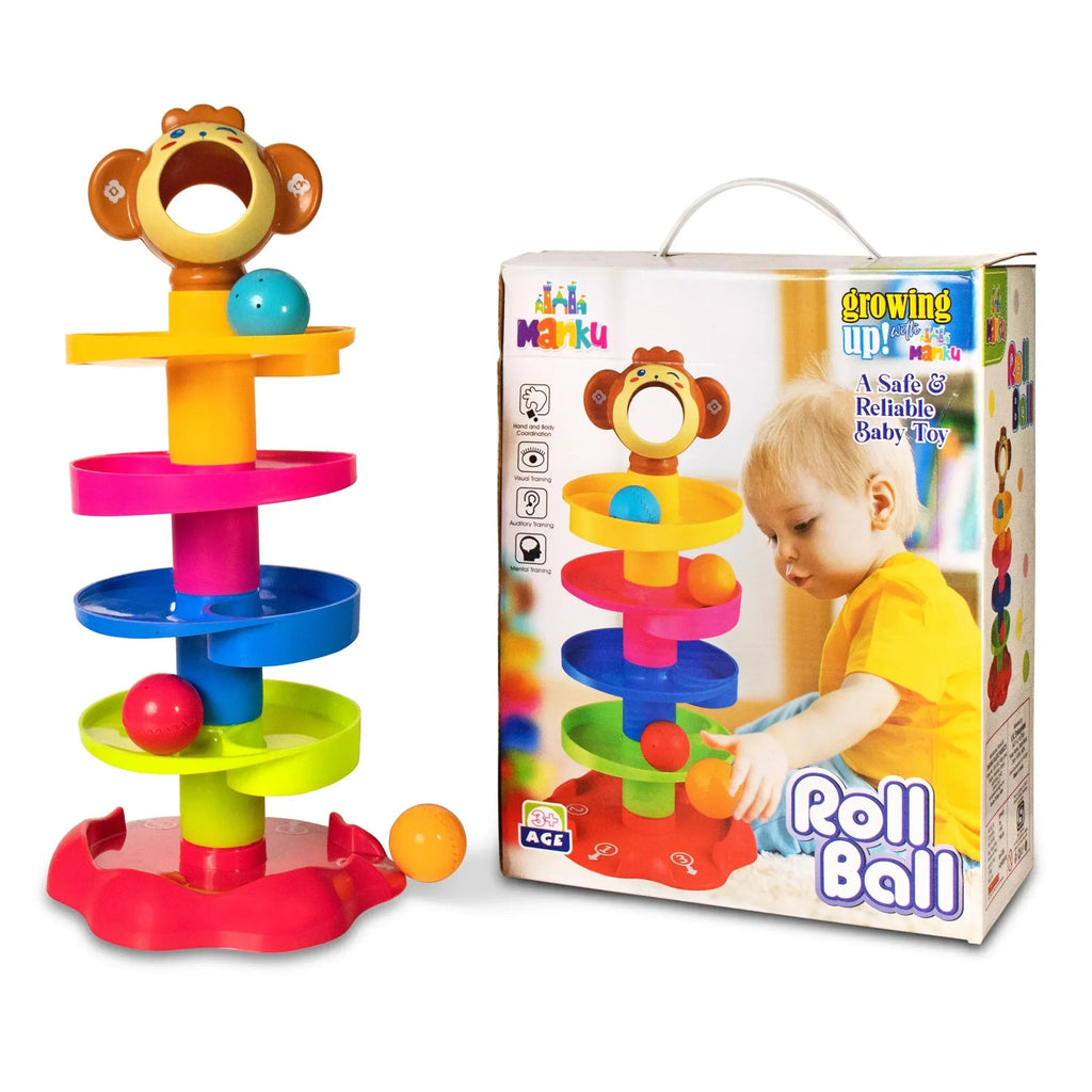 Kids Ball Tower Toy – 5 Layer Ball Drop and Roll Swirling Tower with Spinning Ball Ramp