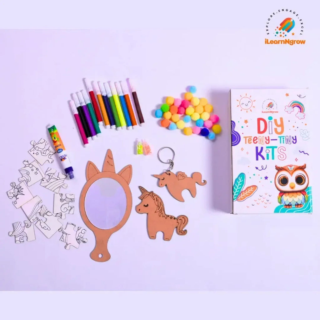 Teeny Tiny Unicorn Craft Bundle for Kids – Painting Kit & Door Handle Name Plate DIY Set