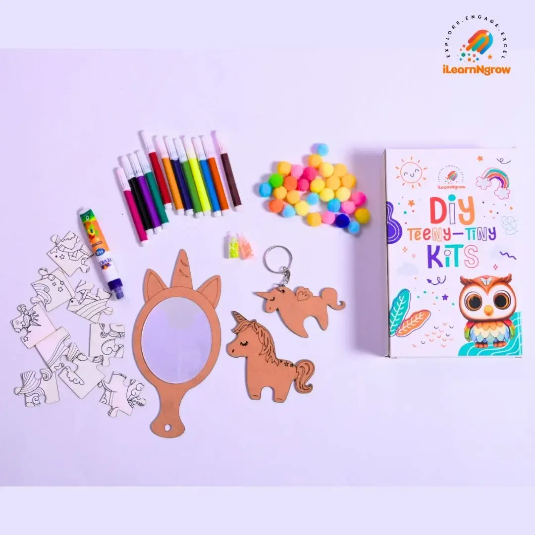 Teeny Tiny Unicorn Craft Bundle for Kids – Painting Kit & Door Handle Name Plate DIY Set