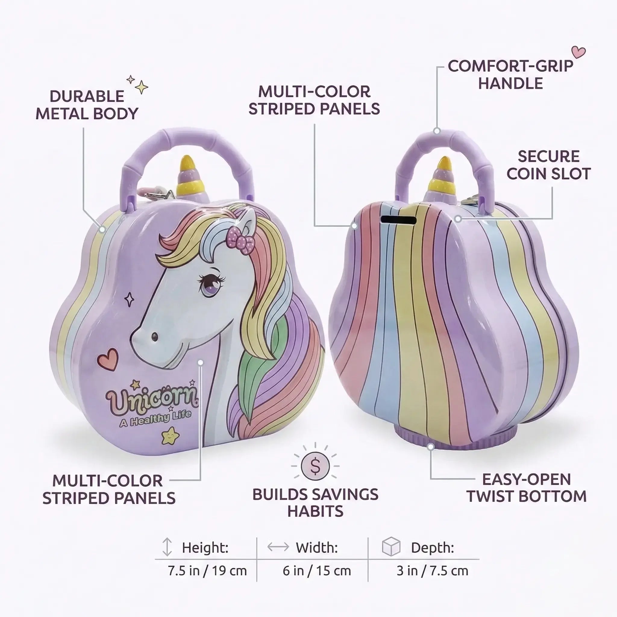 Unicorn Piggy Bank - Money Bank for Kids
